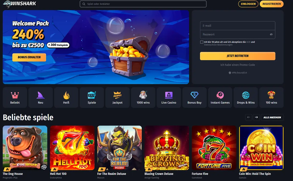 Winshark Casino ohne Limit